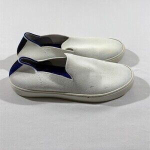 Rothy’s The Original Slip On Sneaker White Blue Shoes Canvas Womens Sz 7.5